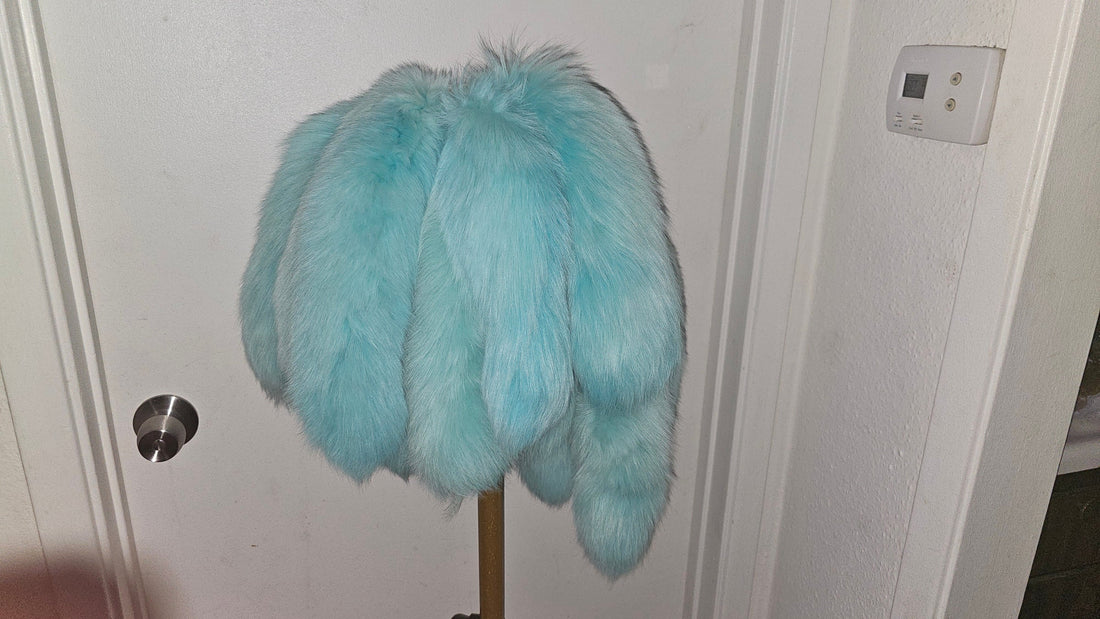 Genuine fox fur foxtail keychain for waist charm styling