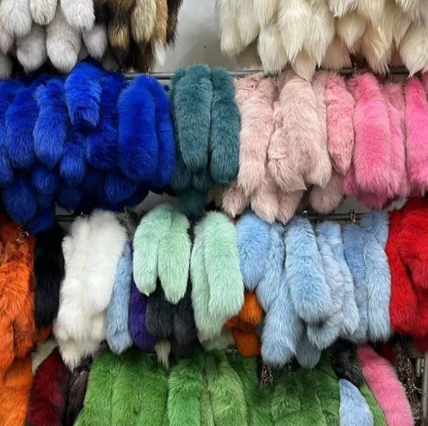 Genuine fox fur foxtail keychain for color and gift styling