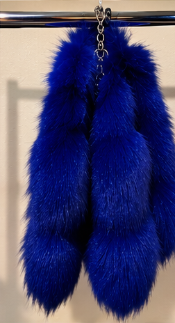 Cobalt Blue genuine fox fur tail keychain and bag charm