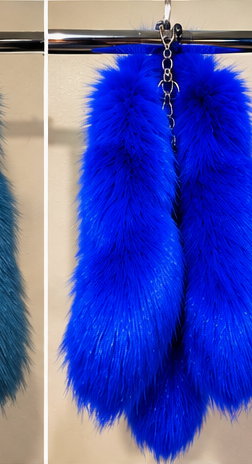 Electric Blue genuine fox fur tail keychain and bag charm