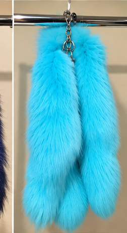 Icy Blue genuine fox fur tail keychain and bag charm