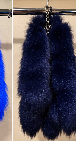 Navy Blue genuine fox fur tail keychain and bag charm