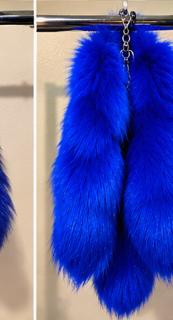 Royal Blue genuine fox fur tail keychain and bag charm