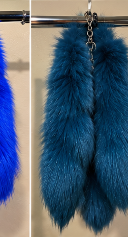 Teal Blue genuine fox fur tail keychain and bag charm